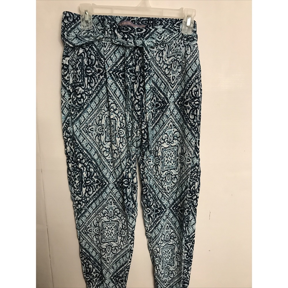 boom boom jeans medium navy print jeanie pants ruched ankles‎